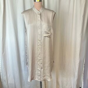 H&M Classic Tunic Top Beige Silky Long  Sleeveless
